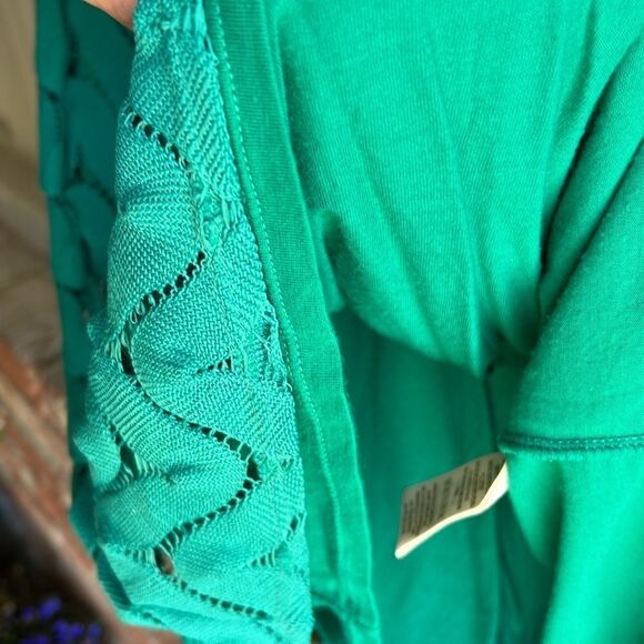 NWT FREE PEOPLE Wild Thing Crochet Mini Dress in Emerald Green Size: Small - Picture 9 of 11